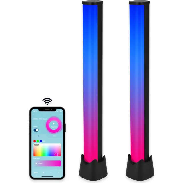Gologi Slimme Sfeerverlichting – Set van 2 – Tafellamp – Monitor Verlichting – Bureaulamp – Game Lamp – Sfeerlamp – LED Bar – Ambilight TV – Aluminium – 30 cm – Zwart