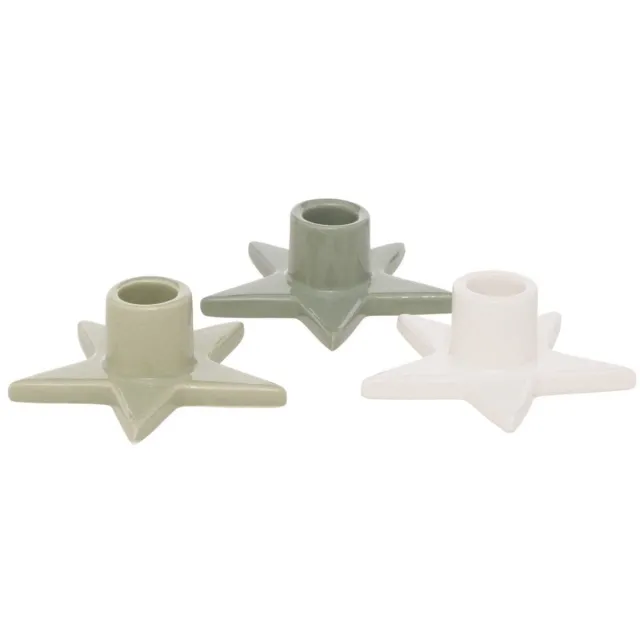 Mood4Christmas Kaarsen houder - Set van 3 - groen lichtgroen wit- Odessia