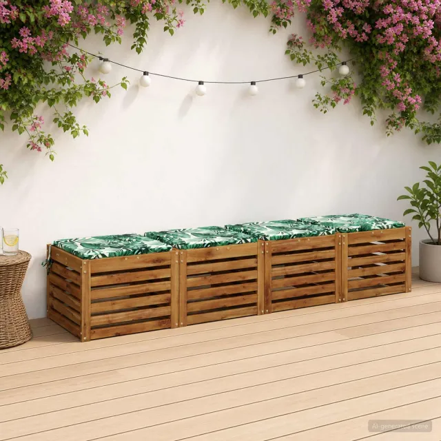 vidaXL Zitkussens SOEST 4 st 100% Polyester Bladpatroon 40 x 40 x 3 cm Groen