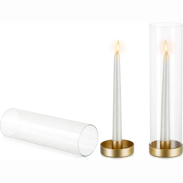 Allecto Plus Gouden kandelaarhouders voor taper kaarsen - Set van 2 - Geschikt voor bruiloft centerpieces - 30cm hoog Any