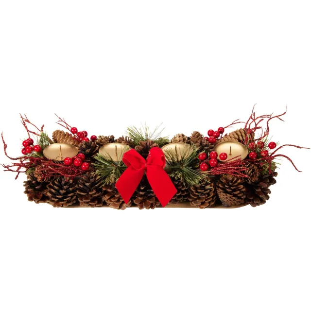 Home & Styling Collection advents kerstkrans (41x17 cm) Groen, rood