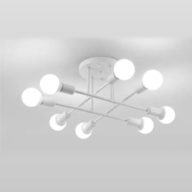 DMG Supply Plafondlamp – 8 Fittingen – E27 – Zonder Lichtbron – Wit – 70 cm – Metaal – Industrieel Ontwerp