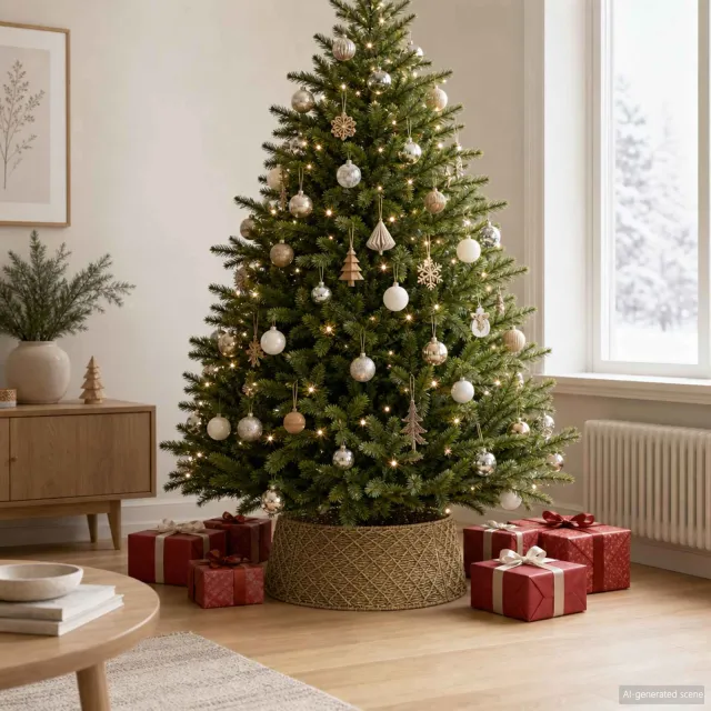 vidaXL Kerstboomkraag Rond Naturel Dia. 75 x 25 cm Zeegras