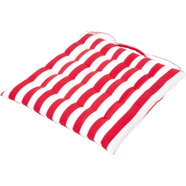 Homescapes zitkussen met brede strepen, 100% katoen, rood, 40 x 40 cm