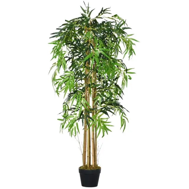 Lamor Kunst Bamboe - Kunstplant - Kunstplanten voor binnen en buiten - Kunst planten - Plant in pot - Ø 18 × 150 cm - Interieur Groen Bruin