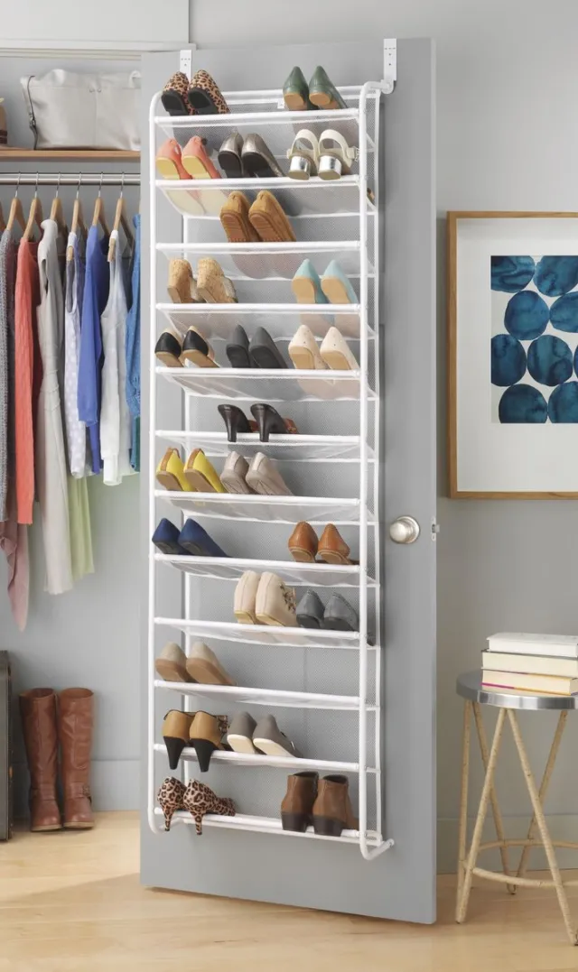 Famanu Over de deur schoen organizer, wit, voor 36 paar schoenen, ideaal voor het besparen van ruimte