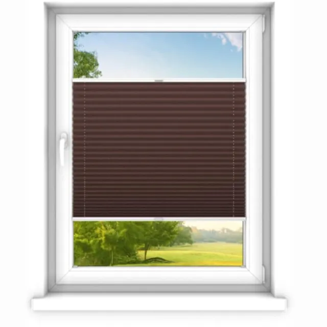 time4blinds Plisségordijn zonder boren op - Vouwgordijn - Plisségordijn privacy en zonwering - Eenvoudige installatie - Kant-en-klaar plisségordijn - 40x130 cm - Klassiek bruin Klassieke Tan