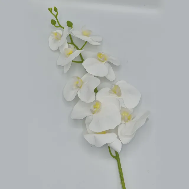 Bomm Orchidee - GK560/26 - 102 cm - Wit - 9 bloemen - 1 tak - Grafdecoratie - Zijdenbloemen - Kunstbloemen