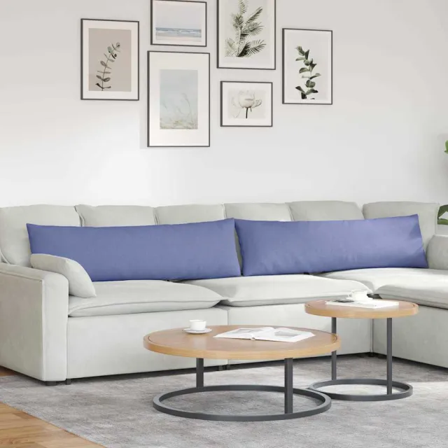 vidaXL Sofa Kussens 2 st Stof Jeans Blauw 145 x 40 cm