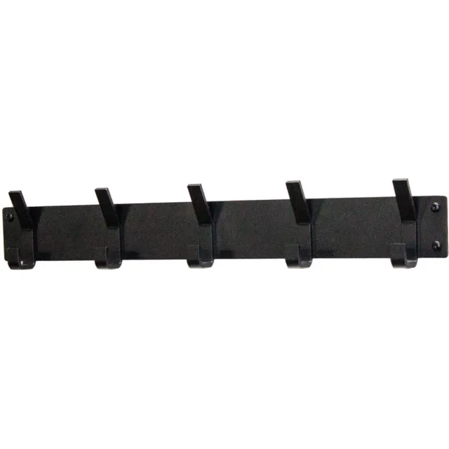 Marcellis Kapstok - Wandkapstok met 5 haken + schroefset - staal - 70cm bij 12cm - mat zwart - T1