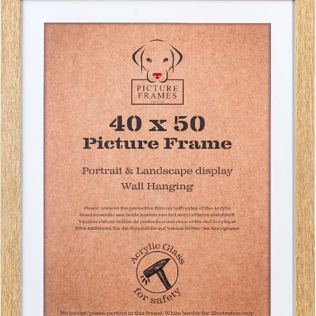 Picture Frame UK Fotolijst Fotomaat 40x50 cm - MDF Hout - Licht Eiken - Fotokader - 28mm profielbreedte - Posterlijst Bruin