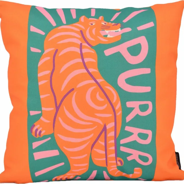Gek op Kussens! Sierkussen Orange Tiger | 45 x 45 cm | Katoen/Linnen oranje