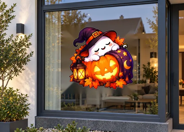 De Stickerman Halloween Raamsticker 30cm Breed Herbruikbaar Weerbestendig (KV19) Multi