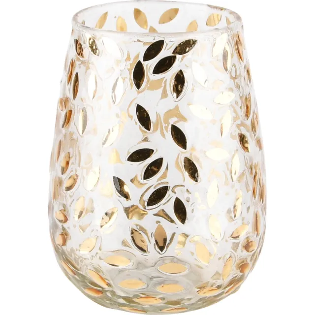 dekoratief Theelichthouder 'Golden Leaf', glas, 9x9x12cm | A248441 goed