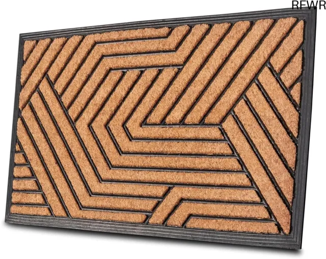 RFWR Duurzame Voetmat voor Binnen en Buiten - Kokos en Rubber, Antislip, Weerbestendig, Vuilvangmat, 45 x 75 cm Bruin