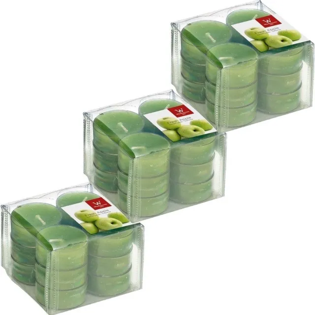 Trend Candles geurtheelichtjes/waxinelichtjes - 36x - appel geur - 4 branduren -transparante cup Groen