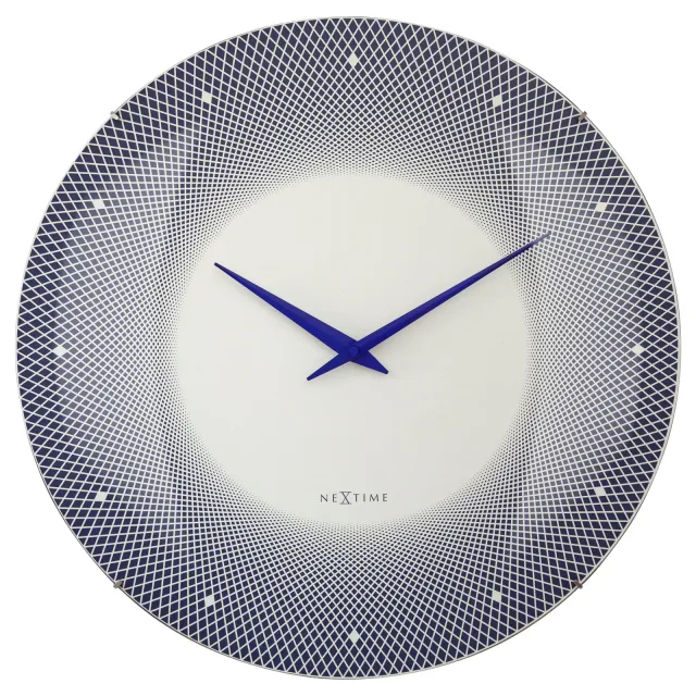 NeXtime Grote wandklok 50cm met gewelfde glazen lens - Stil - Glas - "Diep 50" Blauw