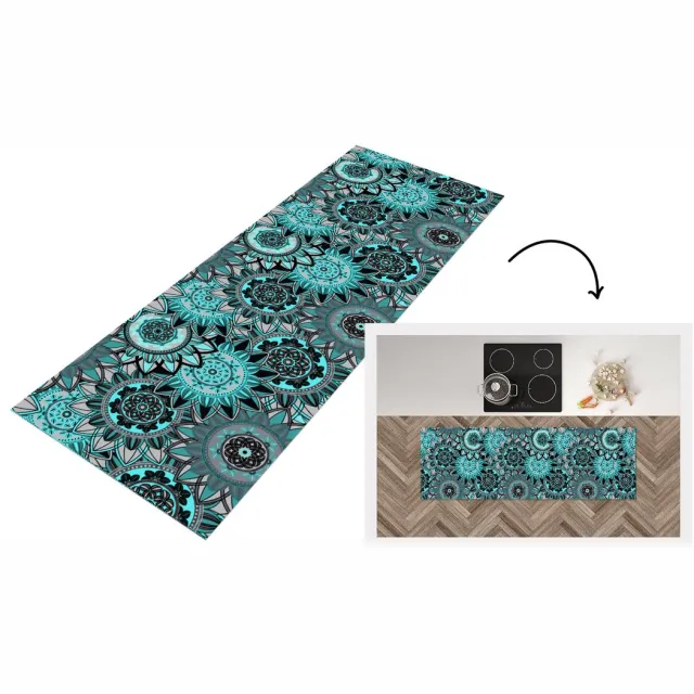 KitchenYeah Keukenloper - Loper keuken - Mandala - Bloemen - Design - 150x50 cm - Keukenloper vinyl Multicolor
