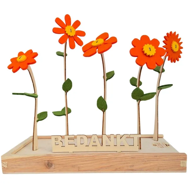 Blooms out of the Box Happy Blooms vilten bloemen – Bedankt cadeautje – brievenbus cadeau Oranje