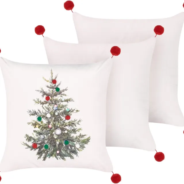 Beliani NIVALIS - Set van 3 sierkussens - Wit - 45 x 45 cm - Polyester