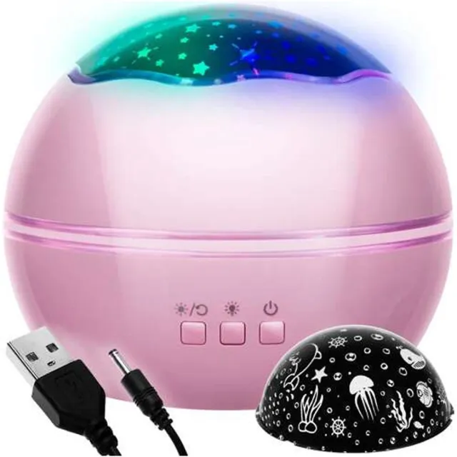 IZOXIS Nachtlampje met projector - Sterren of dolfijnen - roze