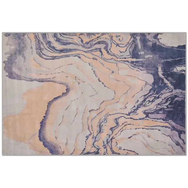 Beliani GEBZE - Laagpolig vloerkleed - Donkerblauw - 160 x 230 cm - Polyester Meerkleurig