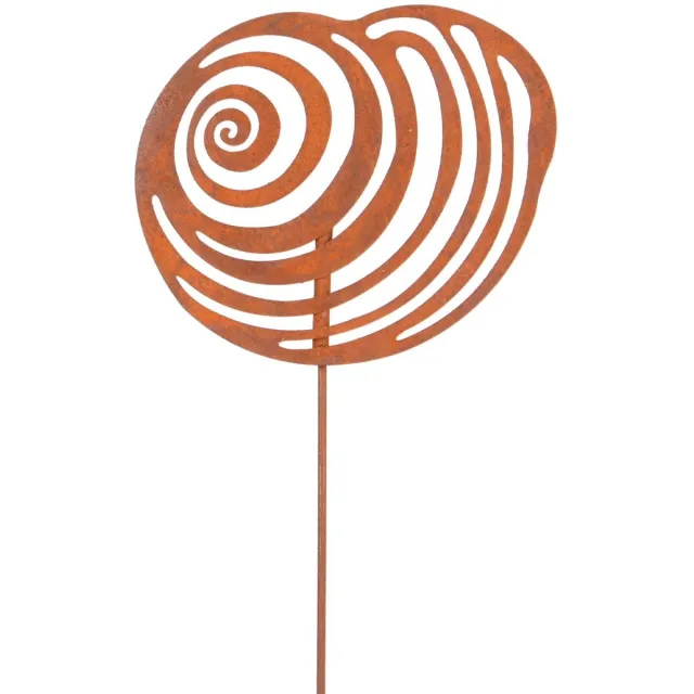 UNUS Tuinsteker schelp klein in roestlook - Decoratie voor buiten - Tuin - Metaal - Tuindecoratie voor buiten Bruin