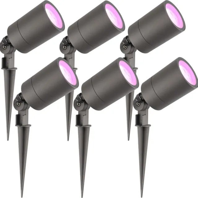 LEDVION 6X RGBWW LED Prikspots - Antraciet - IP65 - 5W - 2M