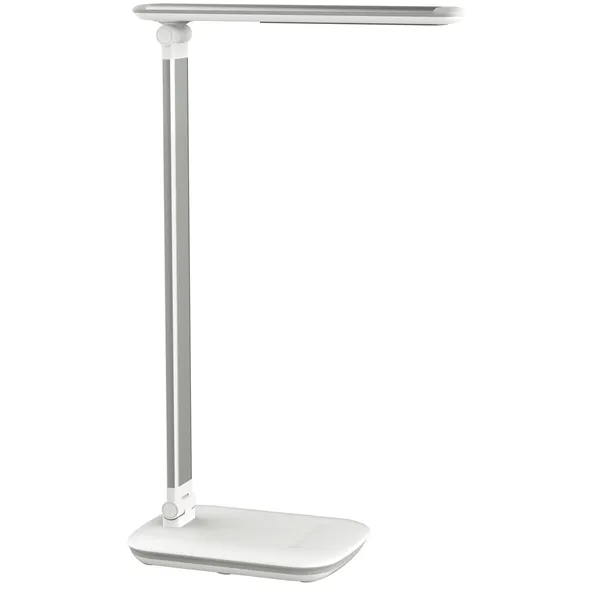 Maul Bureaulamp MAUL Jazzy LED voet dimbaar + usbpoort wit wit|zilver