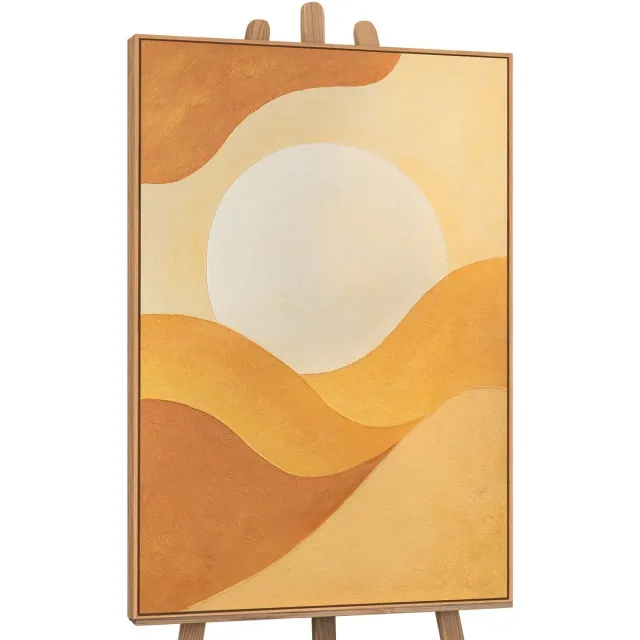 YS Canvas schilderij 140x100 cm handgeschilderd omarming van de dageraad – YS-Art Gallery – Lijst: Hout – Luxe wanddecoratie Wood