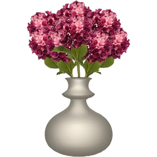 Emerald Kunstbloem hortensia tak - 8x - 52 cm - fuchsia - Real Touch - hydrangea - kunst zijdebloemen