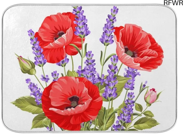 RFWR Chic lavendel bloem entree tapijt van 40 x 60 cm - wasbaar en antislip Deurmat 1812