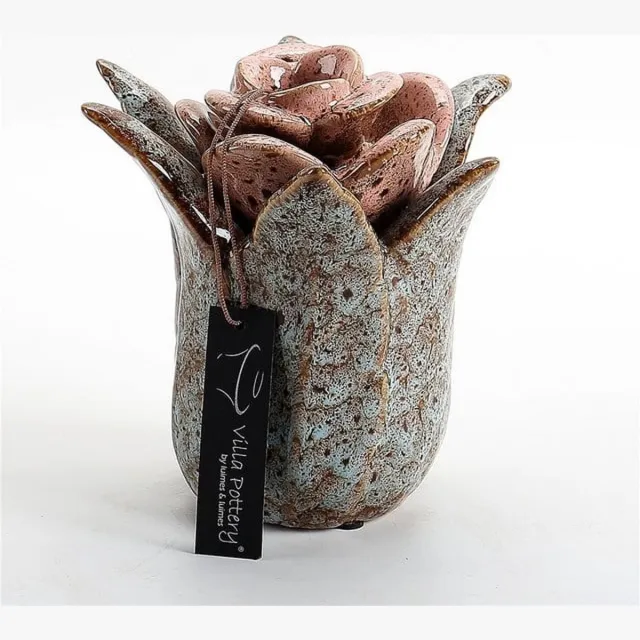 Villa Pottery Lilou vaas Licht Blauw Roze 21 x 20.5 x 21