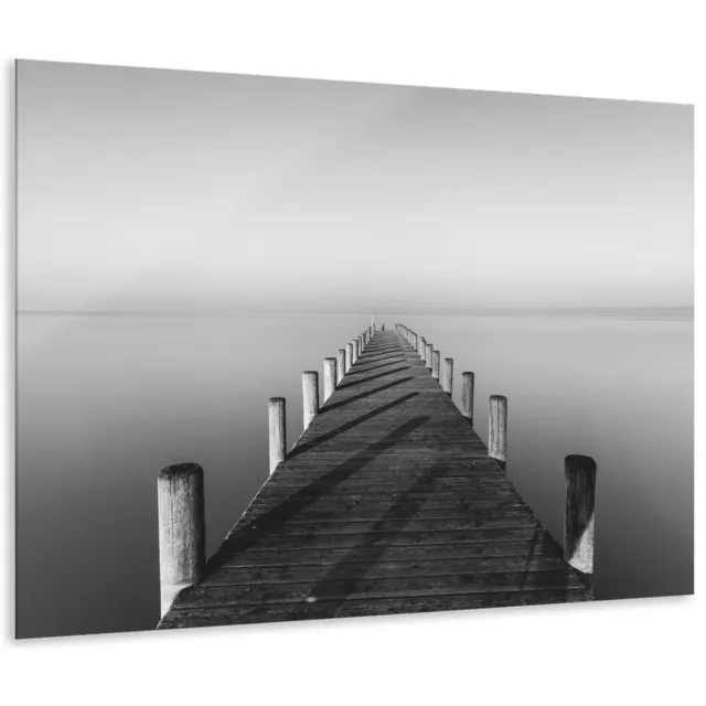 Myfinto Indoorart - Glasschilderij zwart wit steiger 120x80 CM - Afbeelding op plexiglas - Inclusief montagemateriaal