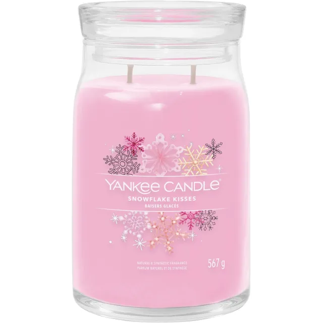 Yankee Candle Snowflake Kisses Large Jar Geurkaars - 90 branduren - twee lonten Roze