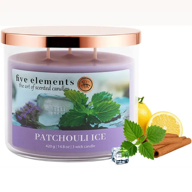 Five Elements Pr Geurkaars Five Elements Patchouli Ice, 420 g, 3 lonten paars