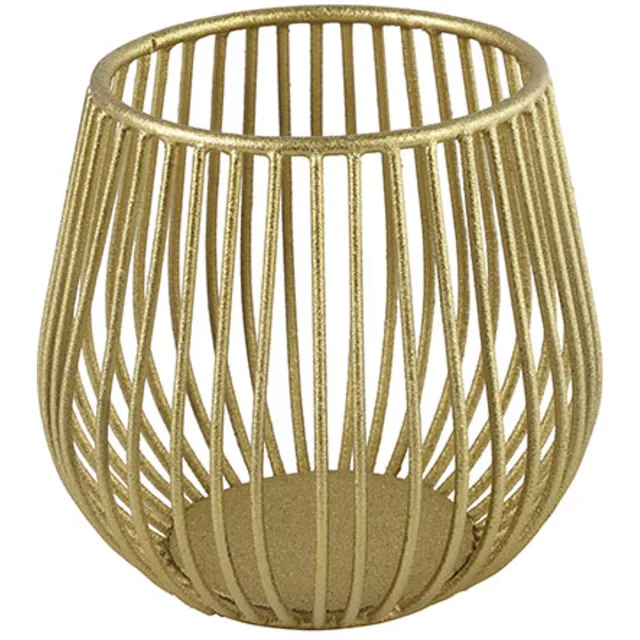 Countryfield Collection/Decostar Theelichthouder Jesper M – Mat Goud – Metaal – Moderne Lantaarn / Windlicht – Ø ca. 13 cm