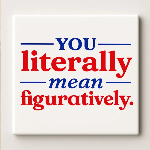 Nevolis Grappig Grammatica Tegeltje – “Je Bedoelt Letterlijk Figuurlijk” – 15x15cm Keramische Wandtegel – Humoristisch Cadeau voor Leraren, Schrijvers & Taalliefhebbers Multi Color