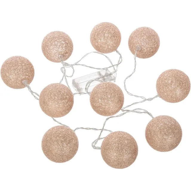 Atmosphera LED Lichtslinger glitter balletjes - Lichtslingers katoen - Cotton ball - 10 Ballen - Dia 6 cm - Guirlande - Batt