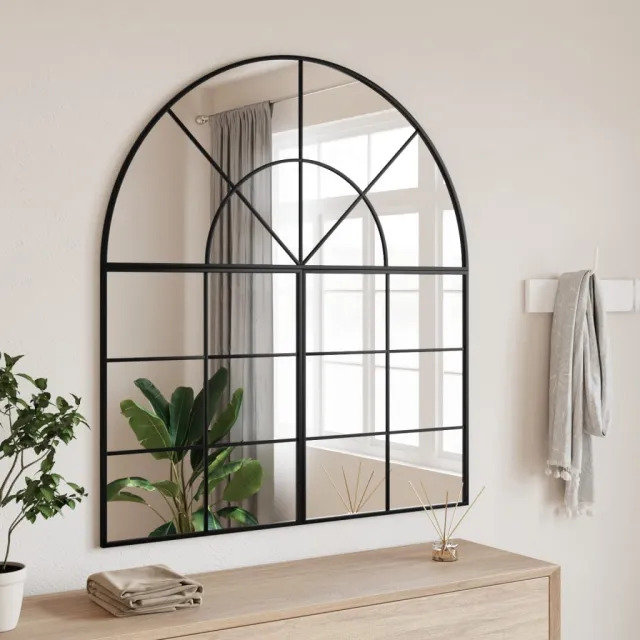 vidaXL Wandspiegel boog 100x50 cm ijzer zwart