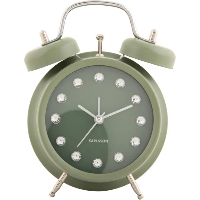 Karlsson Wekker Glam Diamonds - Groen - 11.8x5.7x17cm - Scandinavisch - Wekker voor slaapkamer - Wekkers