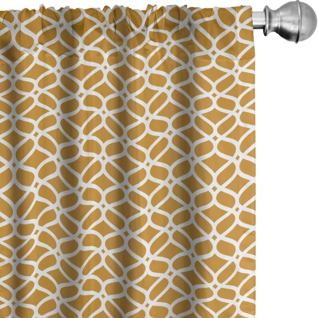 ABAKUHAUS Gordijnen – 2-delige set microvezel, halfdonker, 75x245 cm Dunkelgelb Wit