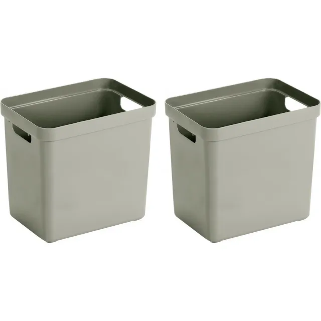 Sunware Opbergbox Sigma - 3x - kunststof - groen - 25 liter - Opbergbakken/opbergers - 35 x 25 x 36 cm