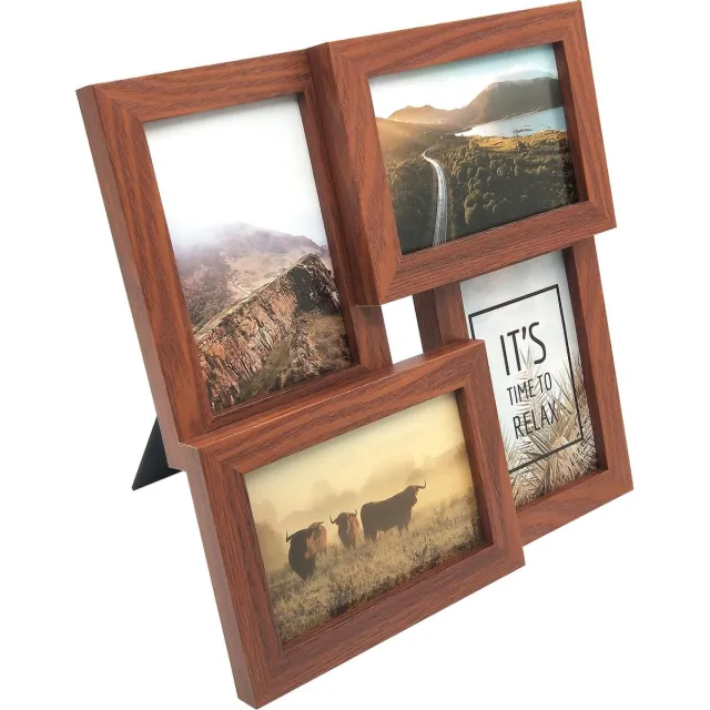 Henzo Fotolijst - Henzo - Pure Barry - Collagelijst voor 4 foto's - Fotomaat 10x15 cm - Bruin