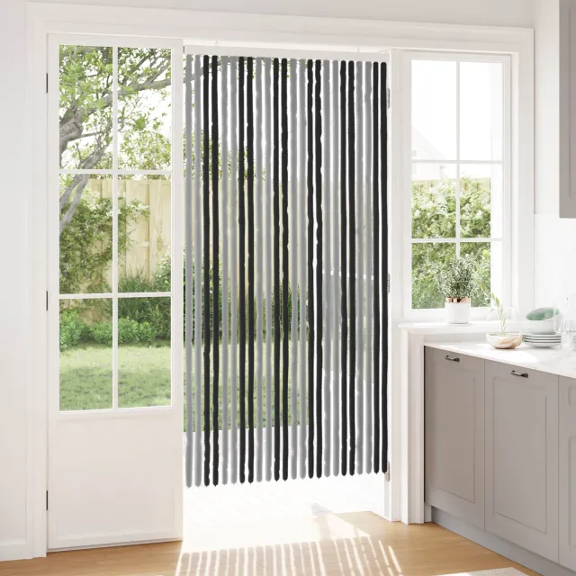 vidaXL Insecten Gordijn Chenille Grijs en zwart 100 x 200 cm 100% PP