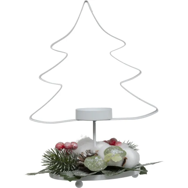 Atmosphera Metalen kaarsenhouder in de vorm van een kerstboom voor tea light, 25 cm kleurrijk