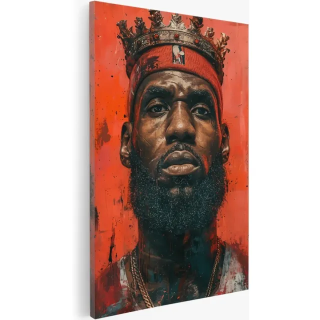 Saammp Canvas Schilderij - Lebron James - Sport - Basketbal - 80x120 - Foto op canvas - Wanddecoratie - Muurdecoratie Woonkamer - Slaapkamer decoratie - Canvas Print Multicolor
