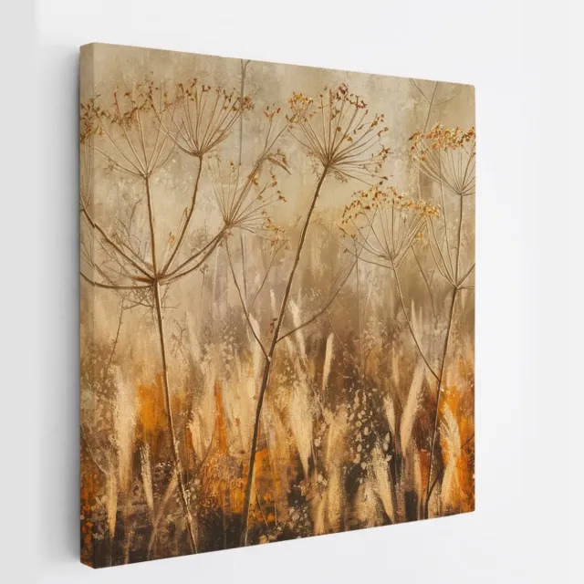 Saammp Canvas Schilderij - Kleurrijke vintage planten - Natuur - Abstract - 40x40 - Foto op canvas - Wanddecoratie - Muurdecoratie Woonkamer - Kantoor Decoratie Multicolor