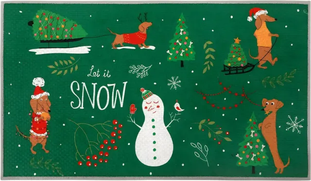 Happiq Kerst Deurmat - Voor Entree, Keuken & Huis - Antislip, Absorberend Welkom Tapijt - 40x60cm, Machinewasbaar - groen Green