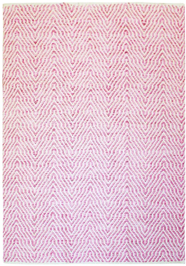 Padiro platgeweven designvloerkleed 80 x 150 cm - oudroze - modern chevron- en zigzagpatroon - voor vloerverwarming - van katoen, polyester, viscose en modacryl
